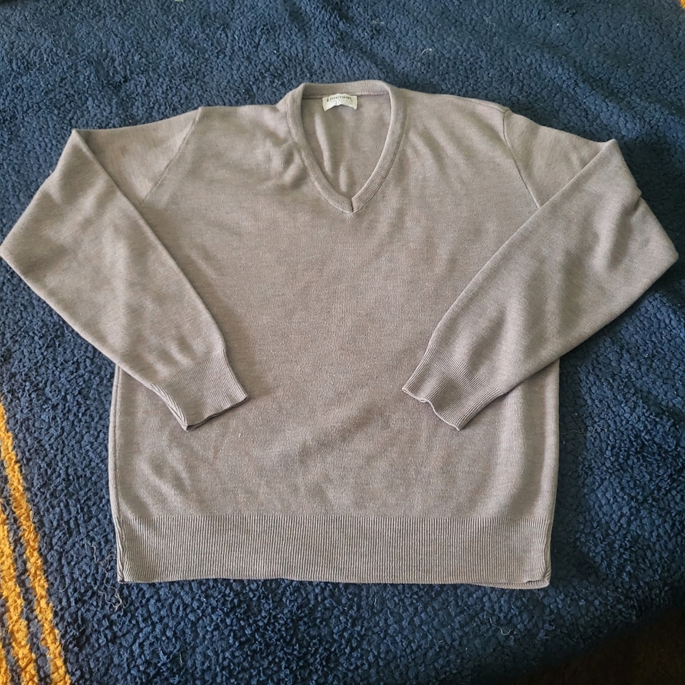 Vintage Lahmar Gray V-Neck Sweater Made in USA Mens Large 042025